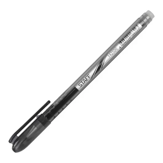 Ручка стираемая гелевая STAFF, ЧЕРНАЯ, корпус черный, хромированные детали, узел 0,5 мм, линия письма 0,38 мм, 142500, фото 3