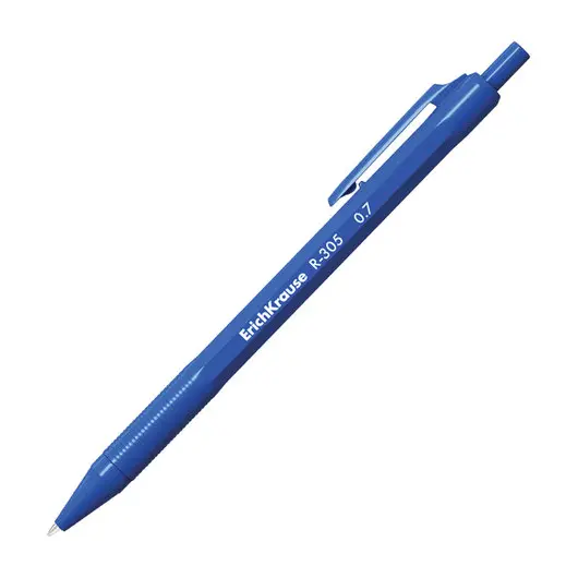 Ручка шариковая автоматическая ERICH KRAUSE &quot;R-305&quot;, СИНЯЯ, корпус синий, узел 0,7 мм, линия письма 0,35 мм, 39055, фото 1
