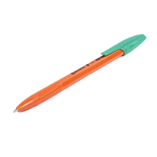 Ручка шариковая BRAUBERG &quot;X-333 Orange&quot;, ЗЕЛЕНАЯ, корпус оранжевый, узел 0,7 мм, линия письма 0,35 мм, 142412, фото 6