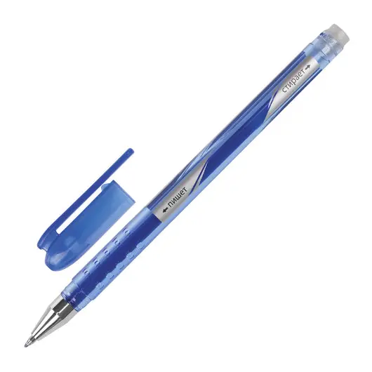 Ручка стираемая гелевая STAFF, СИНЯЯ, корпус синий, хромированные детали, узел 0,5 мм, линия письма 0,38 мм, 142499, фото 2