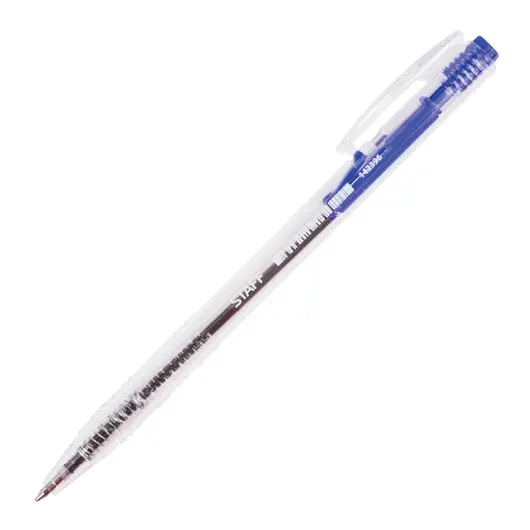 Ручка шариковая автоматическая STAFF, СИНЯЯ, корпус прозрачный, узел 0,7 мм, линия письма 0,35 мм, 142396, фото 1