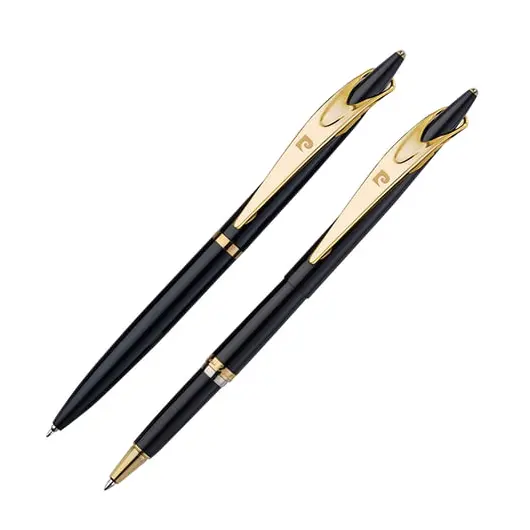 Набор PIERRE CARDIN (Пьер Карден): шариковая ручка + ручка-роллер, корпус черный, латунь, PC0839BP/RP, синий, фото 1