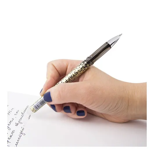 Ручка стираемая гелевая STAFF, ЧЕРНАЯ, хромированные детали, узел 0,5 мм, линия письма 0,35 мм, 142495, фото 10