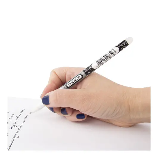 Ручка стираемая гелевая ПИФАГОР, ЧЕРНАЯ, корпус двухцветный, узел 0,5 мм, линия письма 0,35 мм, 142497, фото 9