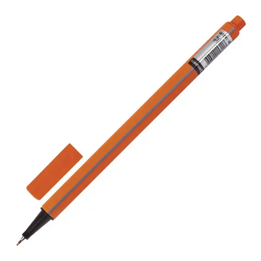 Ручка капиллярная BRAUBERG &quot;Aero&quot;, ОРАНЖЕВАЯ, трехгранная, металлический наконечник, линия письма 0,4 мм, 142249, фото 2