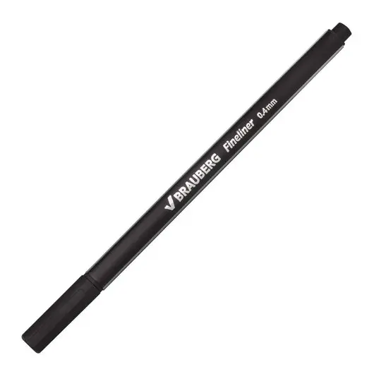 Ручка капиллярная BRAUBERG &quot;Aero&quot;, ЧЕРНАЯ, трехгранная, металлический наконечник, линия письма 0,4 мм, 142252, фото 3