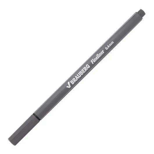 Ручка капиллярная BRAUBERG &quot;Aero&quot;, СЕРАЯ, трехгранная, металлический наконечник, линия письма 0,4 мм, 142258, фото 3