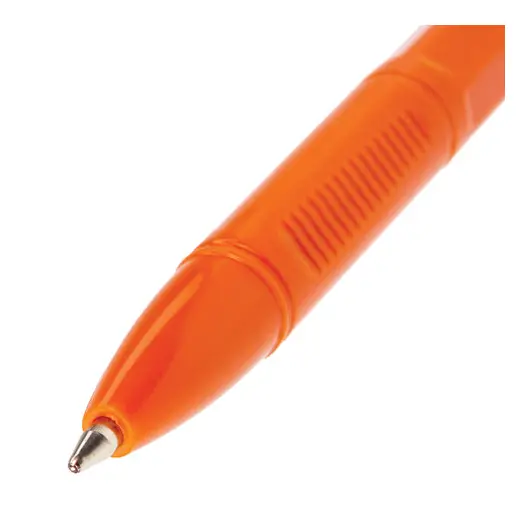Ручка шариковая BRAUBERG &quot;X-333 Orange&quot;, ЗЕЛЕНАЯ, корпус оранжевый, узел 0,7 мм, линия письма 0,35 мм, 142412, фото 4