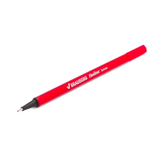 Ручка капиллярная BRAUBERG &quot;Aero&quot;, КРАСНАЯ, трехгранная, металлический наконечник, линия письма 0,4 мм, 142254, фото 6