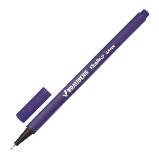 Ручка капиллярная BRAUBERG &quot;Aero&quot;, ФИОЛЕТОВАЯ, трехгранная, металлический наконечник, линия письма 0,4 мм, 142255, фото 1