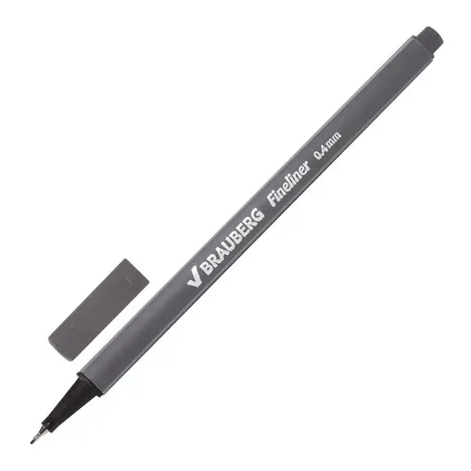 Ручка капиллярная BRAUBERG &quot;Aero&quot;, СЕРАЯ, трехгранная, металлический наконечник, линия письма 0,4 мм, 142258, фото 1