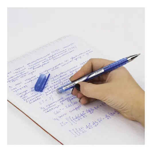 Ручка стираемая гелевая STAFF, СИНЯЯ, корпус синий, хромированные детали, узел 0,5 мм, линия письма 0,38 мм, 142499, фото 9