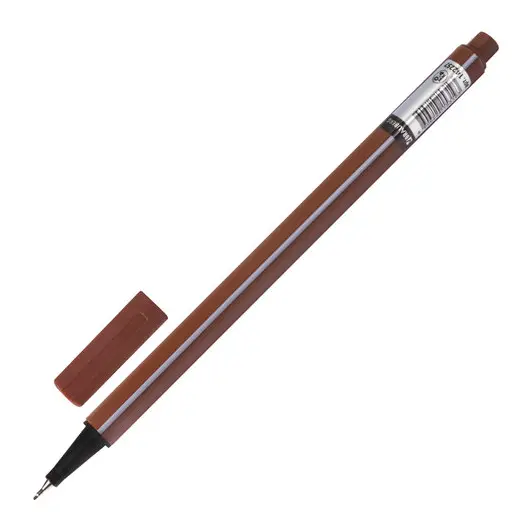 Ручка капиллярная BRAUBERG &quot;Aero&quot;, КОРИЧНЕВАЯ, трехгранная, металлический наконечник, линия письма 0,4 мм, 142257, фото 2