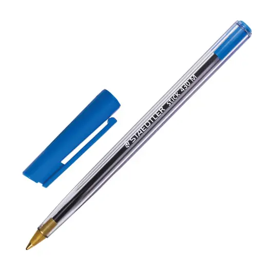Ручка шариковая STAEDTLER  &quot;Stick&quot;, СИНЯЯ, корпус прозрачный, узел 1 мм, линия письма 0,35 мм, 430 M-3, фото 1
