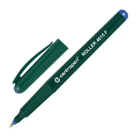 Ручка-роллер CENTROPEN, СИНЯЯ, трехгранная, корпус зеленый, узел 0,5 мм, линия письма 0,3 мм, 4615/1C, фото 1
