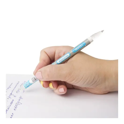 Ручка стираемая гелевая ПИФАГОР, СИНЯЯ, корпус двухцветный, узел 0,5 мм, линия письма 0,35 мм, 142496, фото 9