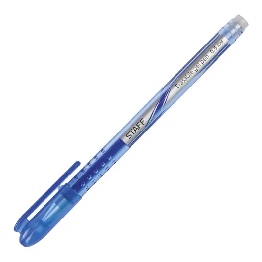Ручка стираемая гелевая STAFF, СИНЯЯ, корпус синий, хромированные детали, узел 0,5 мм, линия письма 0,38 мм, 142499, фото 3