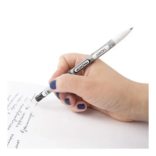Ручка стираемая гелевая ПИФАГОР, ЧЕРНАЯ, корпус двухцветный, узел 0,5 мм, линия письма 0,35 мм, 142497, фото 10
