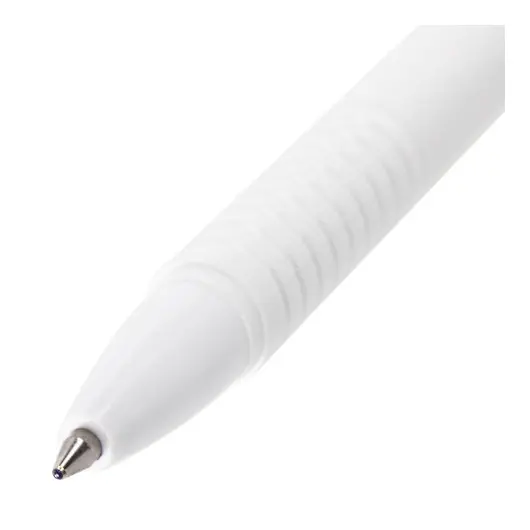 Ручка шариковая масляная автоматическая BRAUBERG &quot;White&quot;, СИНЯЯ, корпус белый, узел 1 мм, линия письма 0,5 мм, 142713, фото 3