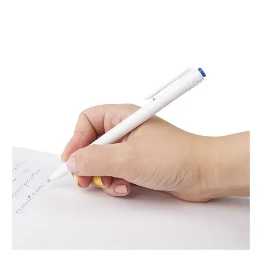 Ручка шариковая масляная автоматическая BRAUBERG &quot;White&quot;, СИНЯЯ, корпус белый, узел 1 мм, линия письма 0,5 мм, 142713, фото 7