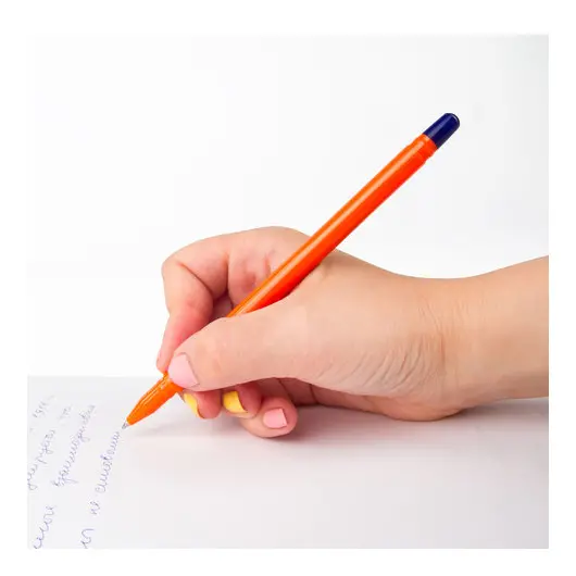 Ручка шариковая масляная BRAUBERG &quot;Flame&quot;, СИНЯЯ, корпус оранжевый, узел 1 мм, линия письма 0,7 мм, 142680, фото 8