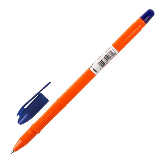 Ручка шариковая масляная BRAUBERG &quot;Flame&quot;, СИНЯЯ, корпус оранжевый, узел 1 мм, линия письма 0,7 мм, 142680, фото 2