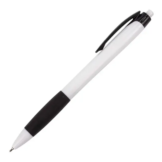 Ручка шариковая масляная автоматическая с грипом BRAUBERG BLACK&amp;WHITE &quot;Blank&quot;, СИНЯЯ, узел 0,7 мм, линия письма 0,35 мм, 142660, фото 2