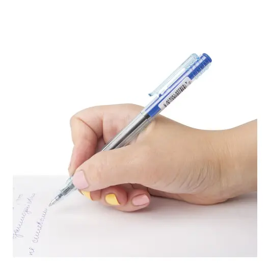 Ручка шариковая масляная автоматическая BRAUBERG &quot;Click Blue&quot;, СИНЯЯ, тонированный корпус, узел 1 мм, линия письма 0,5 мм, 142712, фото 7