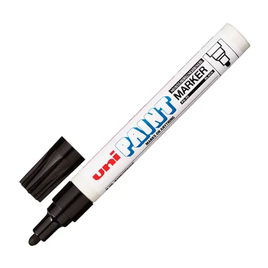 Маркер-краска лаковый (paint marker) UNI &quot;Paint&quot;, 2,2-2,8 мм, ЧЕРНЫЙ, нитро-основа, алюминиевый корпус, PX-20(L) BLACK, фото 1