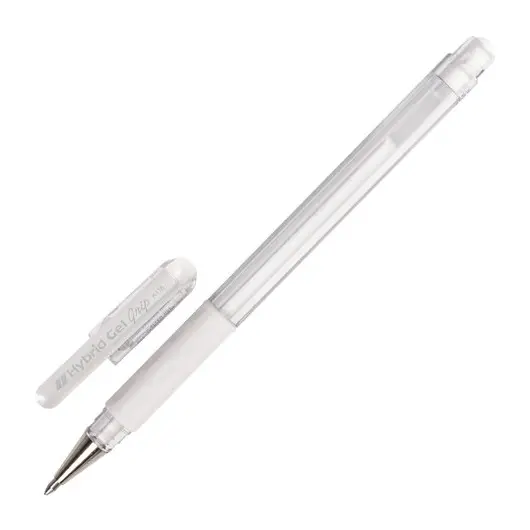 Ручка гелевая с грипом PENTEL &quot;Hybrid Gel Grip&quot;, БЕЛАЯ, узел 0,8 мм, линия письма 0,4 мм, K118-LW, фото 1