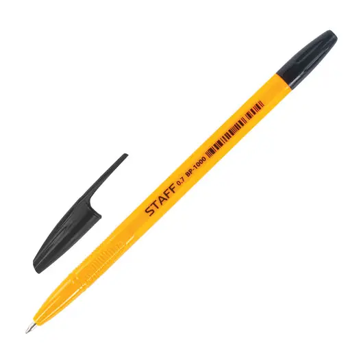 Ручка шариковая STAFF &quot;BP-1000&quot;, ЧЕРНАЯ, корпус оранжевый, узел 0,7 мм, линия письма 0,35 мм, 142827, фото 1