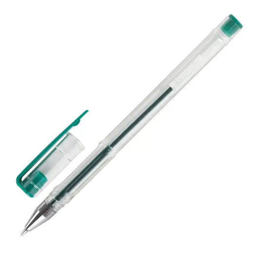 Ручка гелевая STAFF, ЗЕЛЕНАЯ, корпус прозрачный, хромированные детали, узел 0,5 мм, линия письма 0,35 мм, 142791, фото 2