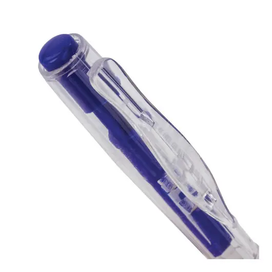 Ручка шариковая автоматическая с грипом STAFF, СИНЯЯ, корпус прозрачный, 0,7 мм, линия письма 0,35 мм, 142820, фото 4