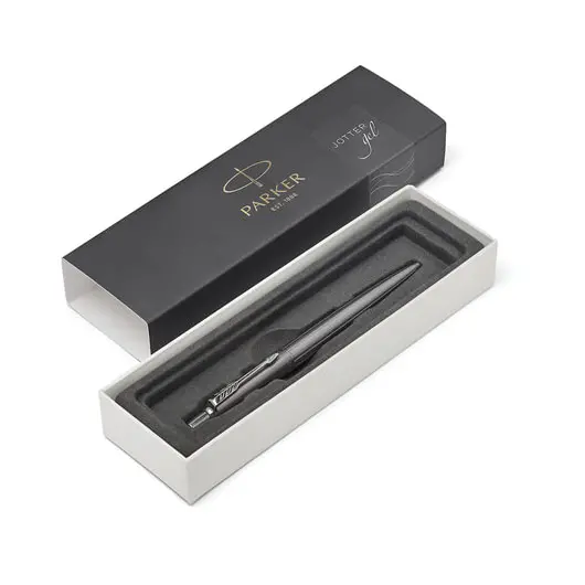 Ручка гелевая PARKER &quot;Jotter Premium Oxford Grey Pinstripe CT&quot;, корпус серебристый, детали из нержавеющей стали, черная, 2020645, фото 2