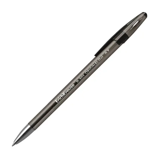 Ручка гелевая ERICH KRAUSE &quot;R-301 Original Gel&quot;, ЧЕРНАЯ, корпус прозрачный, узел 0,5 мм, линия письма 0,4 мм, 42721, фото 1