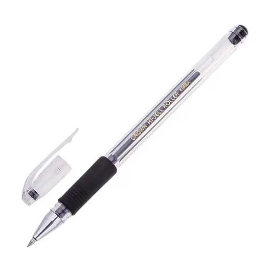 Ручка гелевая с грипом CROWN &quot;Hi-Jell Grip&quot;, ЧЕРНАЯ, узел 0,5 мм, линия письма 0,35 мм, HJR-500R, фото 1