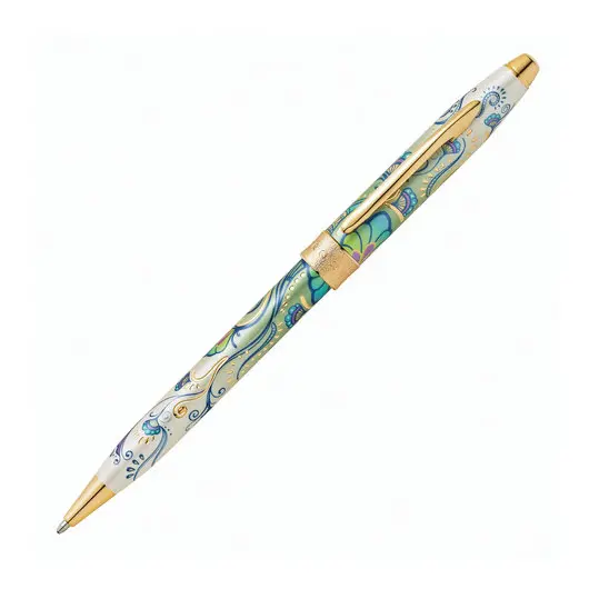 Ручка подарочная шариковая CROSS Botanica &quot;Зеленая лилия&quot;, лак, латунь, позолота, черная, AT0642-4, фото 1