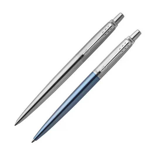 Набор: 2 шариковые ручки PARKER &quot;Jotter Waterloo Blue CT&quot;/&quot;Stainless Steel CT&quot;, с блокнотом, синие, 2062782, фото 1