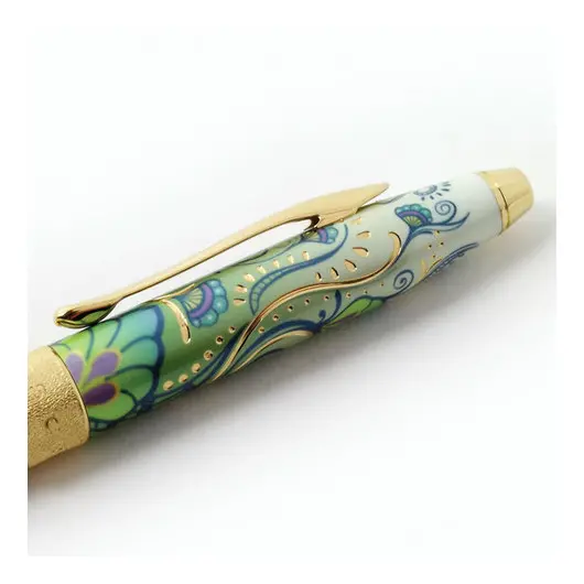 Ручка подарочная шариковая CROSS Botanica &quot;Зеленая лилия&quot;, лак, латунь, позолота, черная, AT0642-4, фото 4