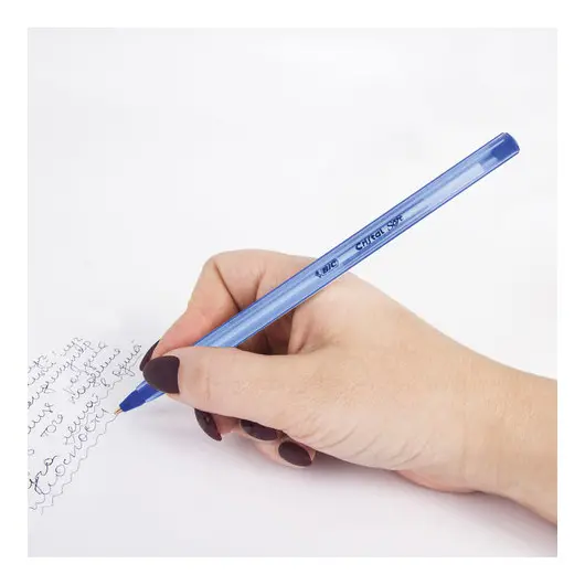 Ручка шариковая масляная BIC &quot;Cristal Soft&quot;, СИНЯЯ, корпус тонированный, узел 1,2 мм, линия 0,35 мм, 951434, фото 8