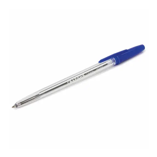 Ручка шариковая ГВАРДИЯ Line, корпус прозрачный, узел 1мм, линия письма 0,5мм, синяя,, 143207, фото 6