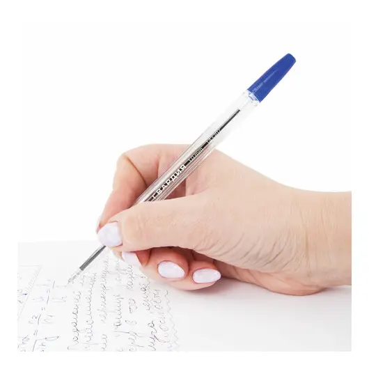 Ручка шариковая ГВАРДИЯ Line, корпус прозрачный, узел 1мм, линия письма 0,5мм, синяя,, 143207, фото 7