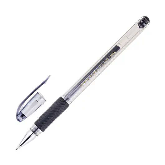 Ручка гелевая с грипом CROWN &quot;Hi-Jell Needle Grip&quot;, ЧЕРНАЯ, узел 0,7 мм, линия письма 0,5 мм, HJR-500RNB, фото 1