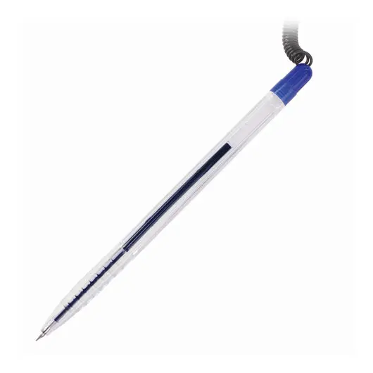 Ручка шариковая настольная BRAUBERG Counter Pen, СИНЯЯ, пружинка, корпус синий, 0,5мм, 143259, фото 3