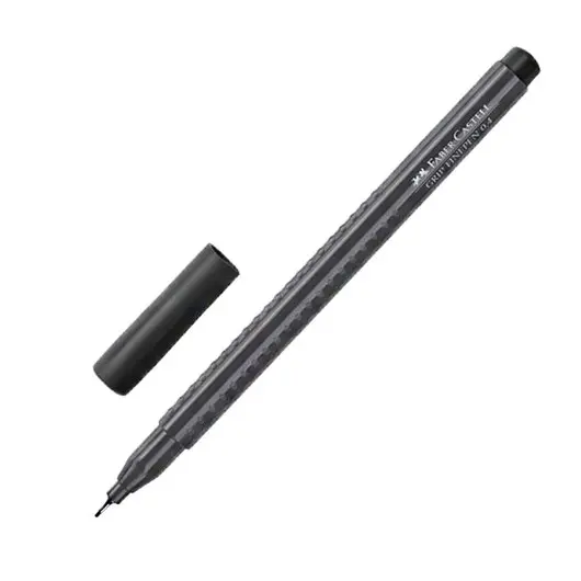 Ручка капиллярная FABER-CASTELL &quot;Grip Finepen&quot;, ЧЕРНАЯ, трехгранная, корпус черный, 0,4 мм, 151699, фото 1