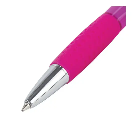 Ручка шариковая автоматическая BRAUBERG SUPER, СИНЯЯ, корпус розовый, узел 0,7 мм, линия письма 0,35 мм., 143372, фото 3