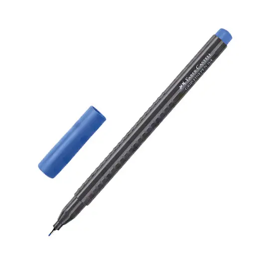 Ручка капиллярная FABER-CASTELL &quot;Grip Finepen&quot;, СИНЯЯ, трехгранная, корпус черный, 0,4 мм, 151651, фото 1