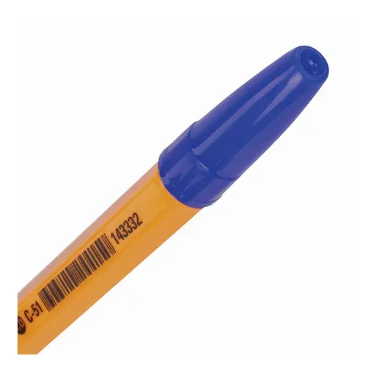 Ручка шариковая STAFF ORANGE C-51, СИНЯЯ, корпус оранжевый, узел 1 мм, линия письма 0,5 мм, 143332, фото 4