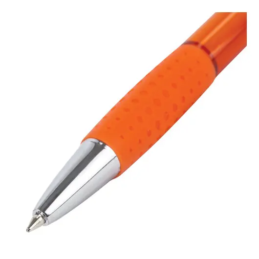 Ручка шариковая автоматическая с грипом BRAUBERG SUPER, СИНЯЯ, корпус оранжевый, узел 0,7 мм, линия письма 0,35 мм., 143375, фото 3