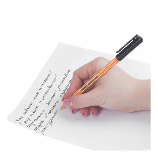 Ручка шариковая масляная PENSAN &quot;Officepen 1010&quot;, ЧЕРНАЯ, корпус оранжевый, узел 1 мм, линия письма 0,8 мм, 1010/60, фото 7